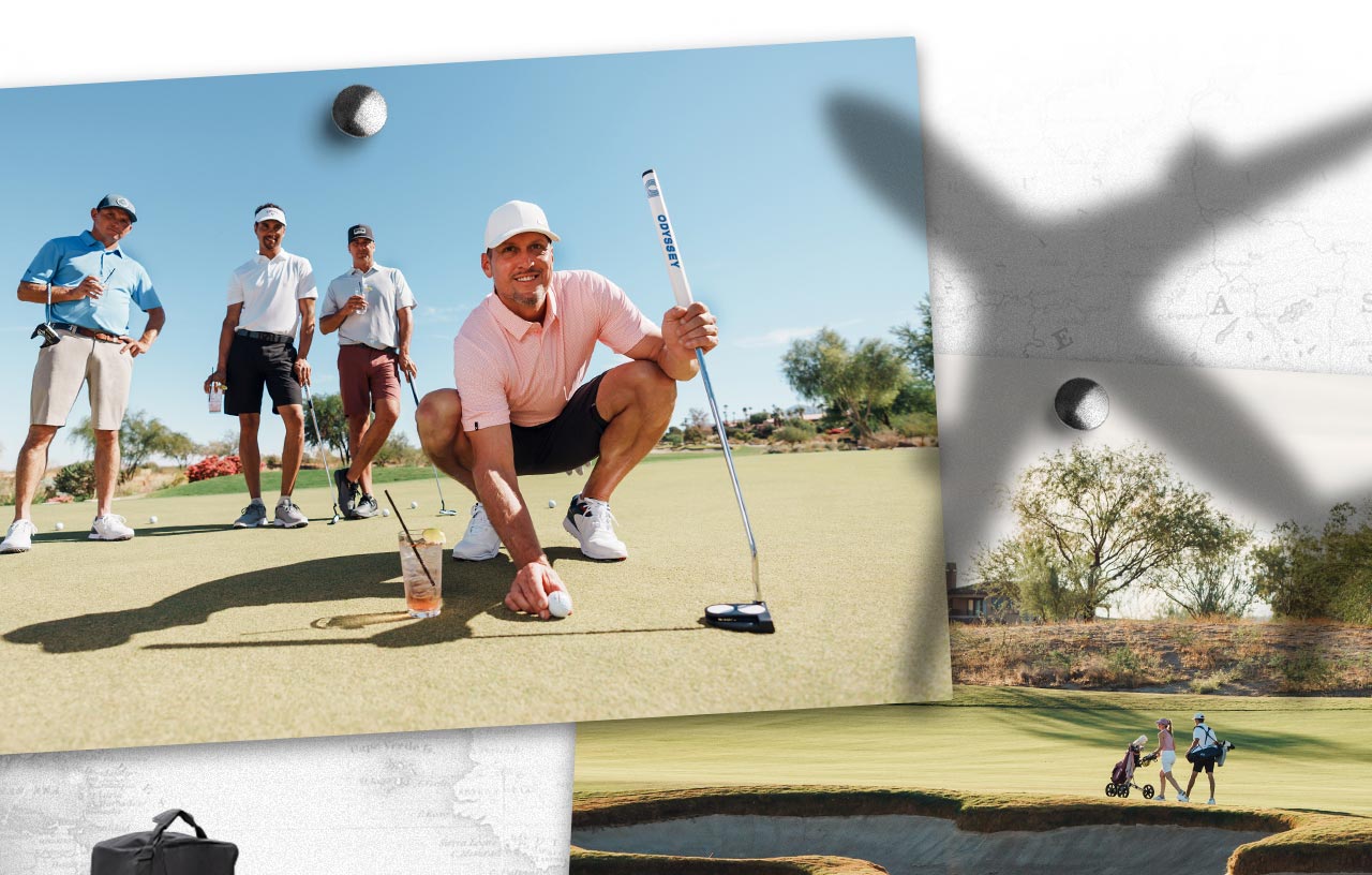 Groups of golfers on a course