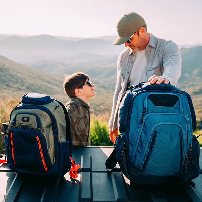 father and son with their renegade backpacks
