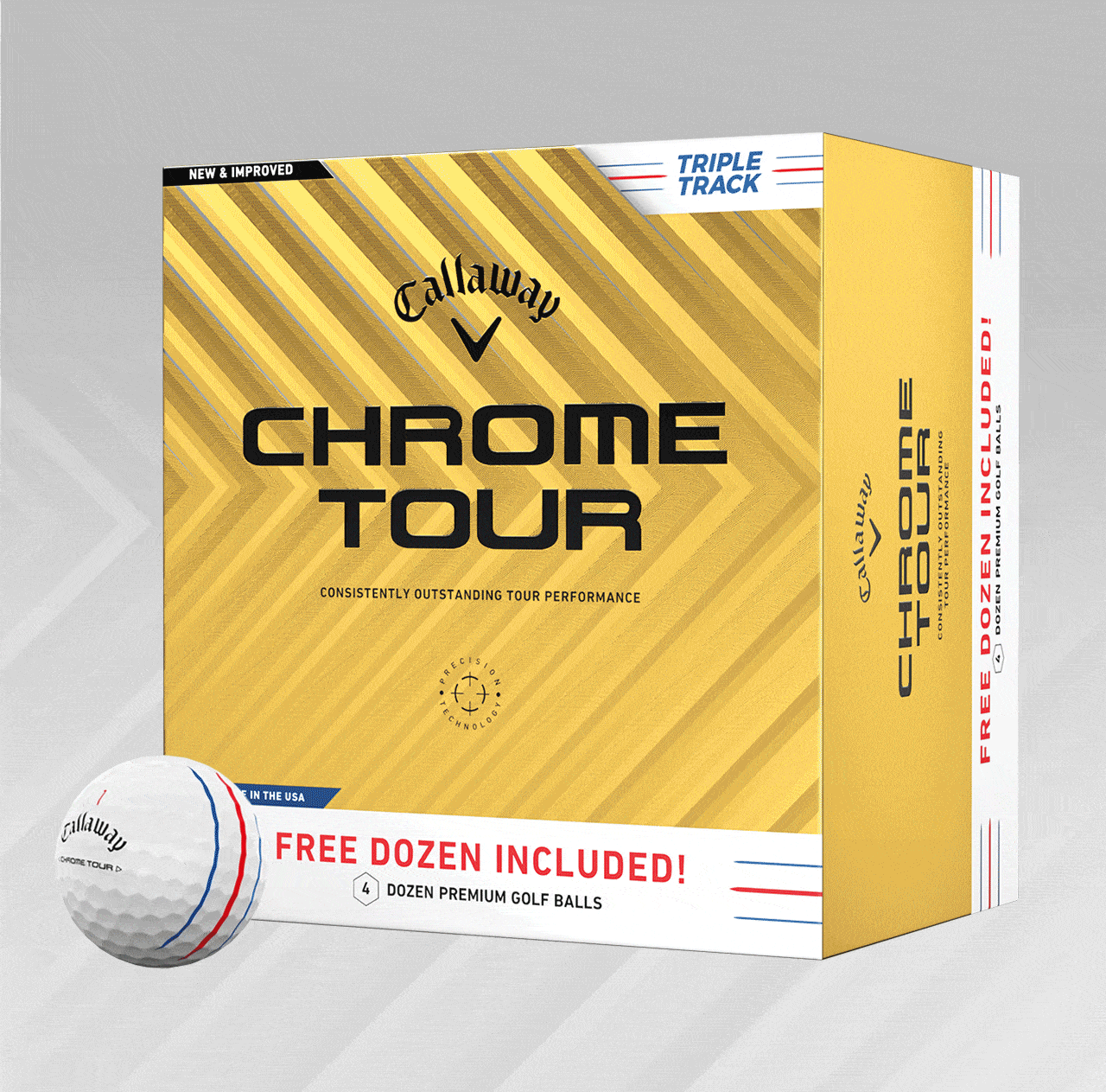 Chrome Tour, Chrome Tour X, and Chrome Soft golf ball bricks